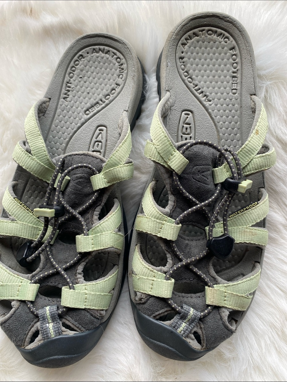 KEEN Kids Gray and Light Green Strappy Outdoor Sandals